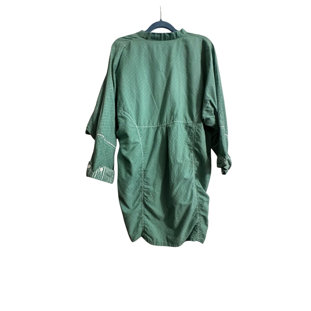 Kaas Cotton Green Tunic Top Sz Large Boho High Low Hem Casual LagenLook - Picture 7 of 7